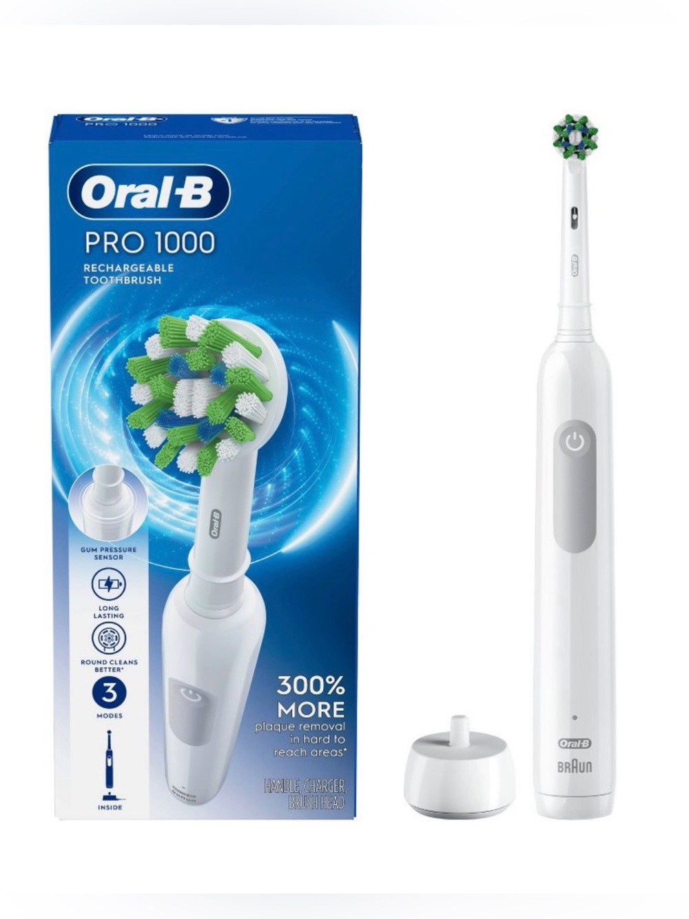 Oral-B PRO 1000 Rechargeable Electric Toothbrush - White, NEW Sealed